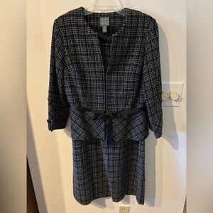 Boucle black dress with matching jacket, size 12